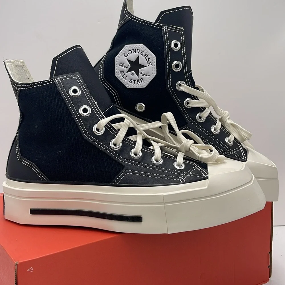 Converse WMNS Black High-Top Sneakers A06435C CHUCK 70 DE LUXE SQUARED HI BLACK/